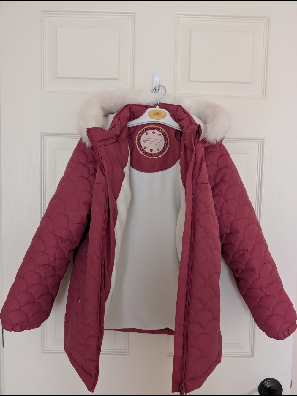 SERGENT MAJOR Girls, 9 years, Maroon Winter Coat with detachable Faux Fur Hood